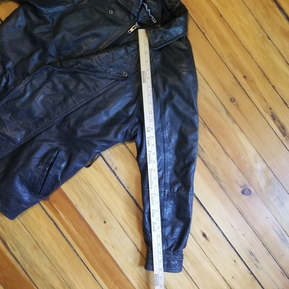 Vintage AM2 Andrew Marc chunky black leather jacket size small Excellent thick - Picture 12 of 16